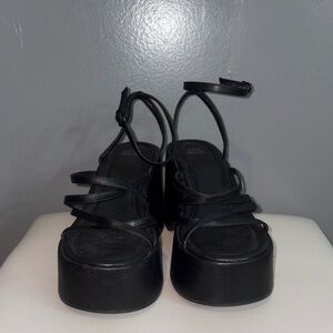 🖤 Wild Fable Black Platform Wedge Sandals | Y2K Chunky Club Heels | Size 8 | NEW